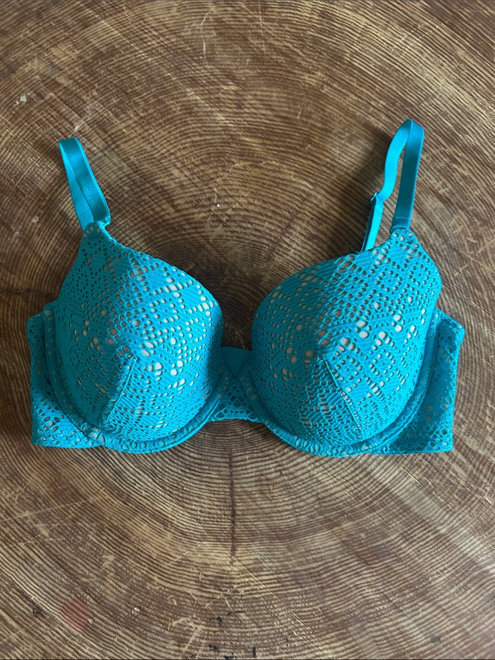 Victoria's Secret Demi Teal Lace Underwire Bra 34DD